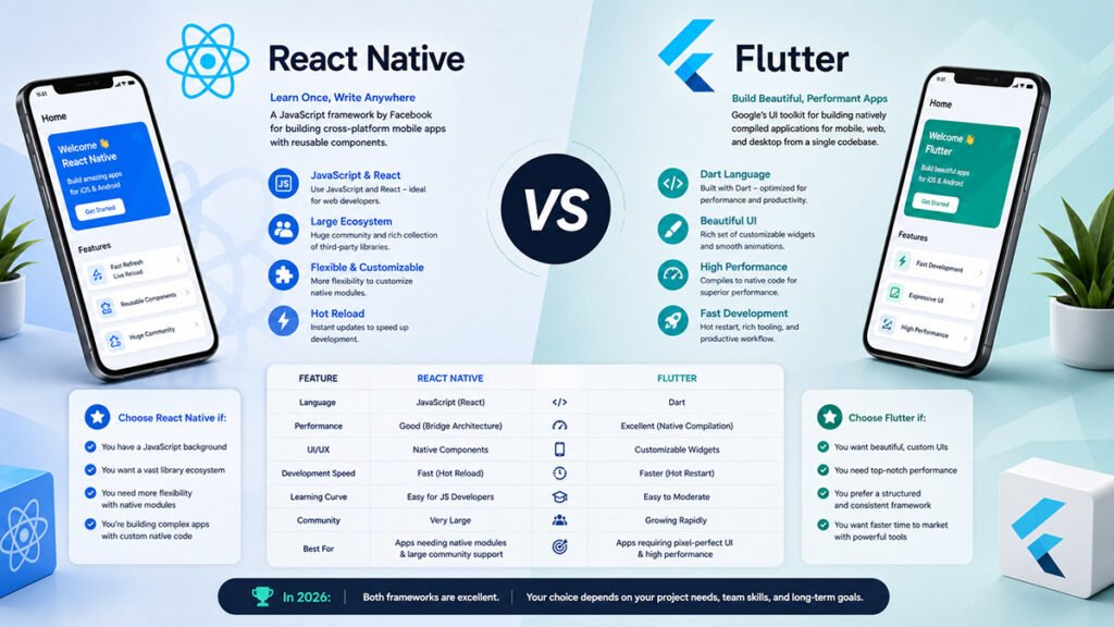 React Native vs Flutter — Which Is Better for Your Mobile App in 2026